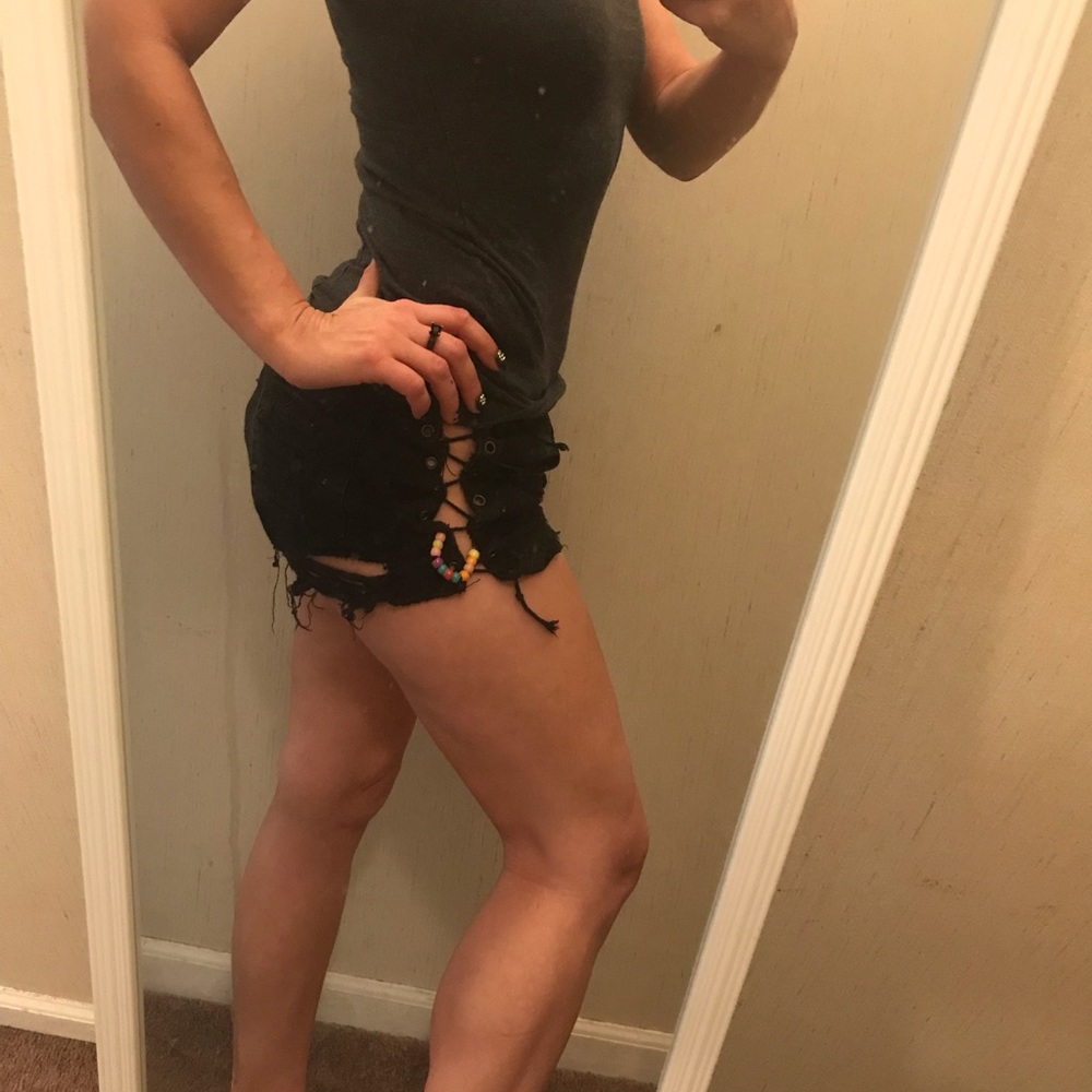 Black lace up sides shorts! Hot! Large